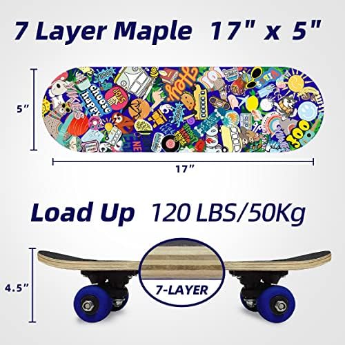 Skateboard Skateboard Mini Skateboard לילדים לילדים למתחילים פעוטות קרוארים סייר סקייטבורד עם גרפיקה מגניבה