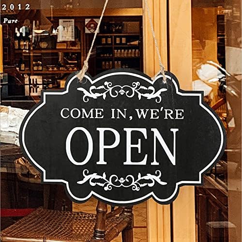 שלט עסקי פתוח וסגור כפול דו -פי הפיך נכנס אנחנו פתוחים או חנות סגורה שלט תלייה לחלון דלת קפה בר קפה