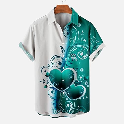 חולצת יום האהבה לגברים חולצה אהבה שרוול קצר טופיות לבושות כפתור חולצות חג לנשים טיי מזדמן