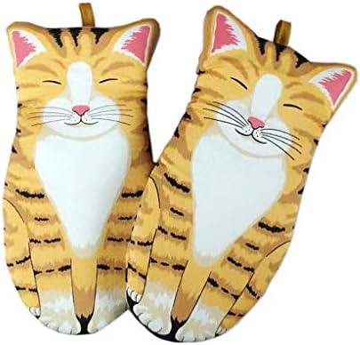 Purfun תנור כפפות חמוד עיצוב חתולים אפייה כפפות כפפות בישול עמידות בפני חום כפפות פות'ולר מצחיק צליה מיקרוגל מיקרוגן