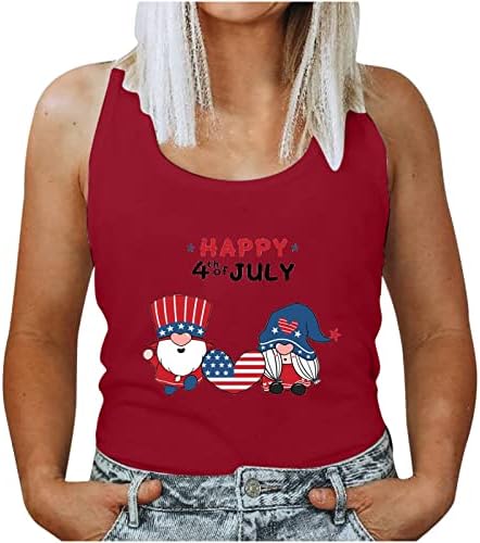 שמחה 4 ביולי גופיות לנשים חולצה ללא שרוולים אמריקאיות ללא שרוולים קיץ חולצות פטריוטיות טיז חמוד חולצות יוגה מודפסות