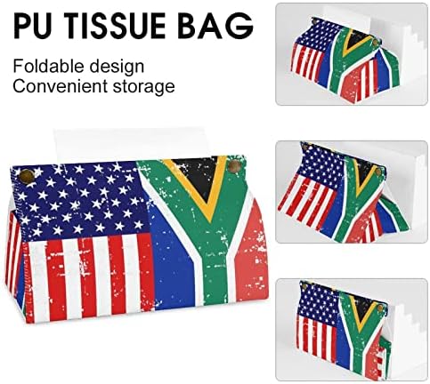 מכסה קופסת רקמות דגל דרום אפריקה אמריקאי מכסה מפיות עור מודרניות מפיות מחזיק קובייה לרכב לעמדות