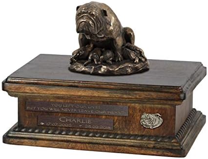 בולדוג אמא, כד עבור כלב אפר זיכרון עם פסל, לחיות מחמד של שם וציטוט-ארטדוג אישית