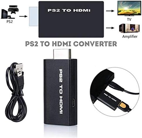Zhiyuen® וידאו AV מתאם ל- Sony PlayStation 2 PS2 לממיר HDMI עם פלט שמע 3.5 ממ, עבור צג HDTV HDMI