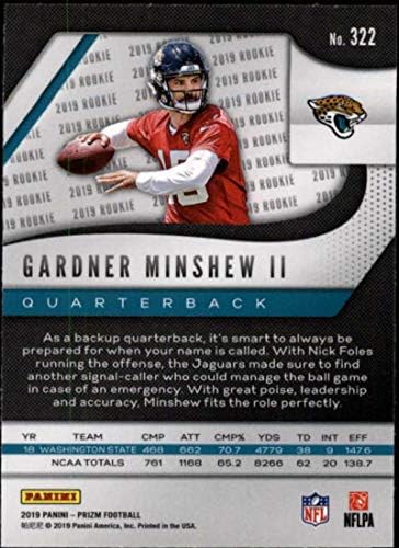 2019 Panini Prizm 322 Gardner Minshew II RC טירון ג'קסונוויל יגואר NFL כרטיס מסחר בכדורגל