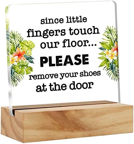 מאז אצבעות קטנות מגע הרצפה שלנו להסיר נעלי עיצוב שולחן אקריליק שולחן סימן לקחת את הנעליים שלך אקריליק פלאק