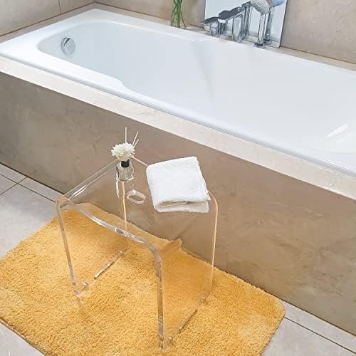 ספסל מקלחת אקרילי של NEJHC, מושב אמבטיה של שרפרף מקלחת בהיר עם מרגינים נגד החלקה ועיצוב זורם מים, אקריליק