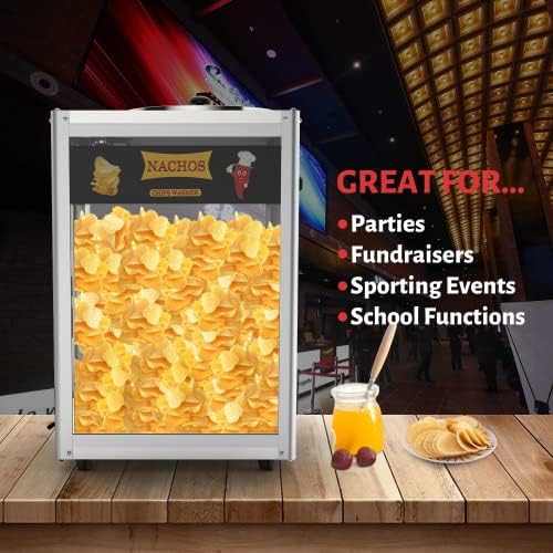 מכונת נאצ'ו מסחרית של Pyy Nacho יותר עם גבינה עם גבינה חמה יותר תחנת נאצ'ו תצוגה מסגרות נירוסטה עם 3 מדבקות