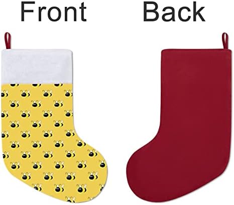 דפוס דבורים צהובות גרב גרביים תלויים מדפיסים קישוטי אח עץ חג המולד