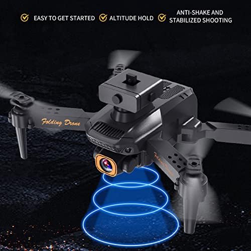 מזלט מתקפל, RC Quadcopter, צעצועי שלט רחוק מתקפלים, עם מצלמת FPV כפולה 1080p HD, טיסת מסלול, מצב ללא ראש, מתנות