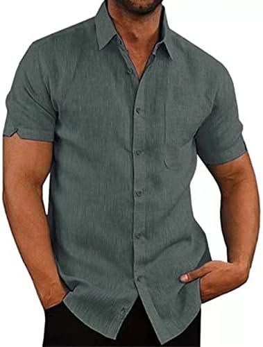 גברים של קצר שרוול חוף חולצות קל משקל קיץ כפתור למטה חולצה רגיל טרופי חג חולצה עם כיס