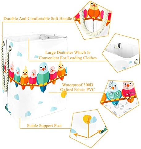 19.3 בודד כביסה סל בגדים מלוכלכים סל מתקפל עבור ביתי משתלת אוניברסיטת דירה משרד צבעוני ציפורים עיצוב