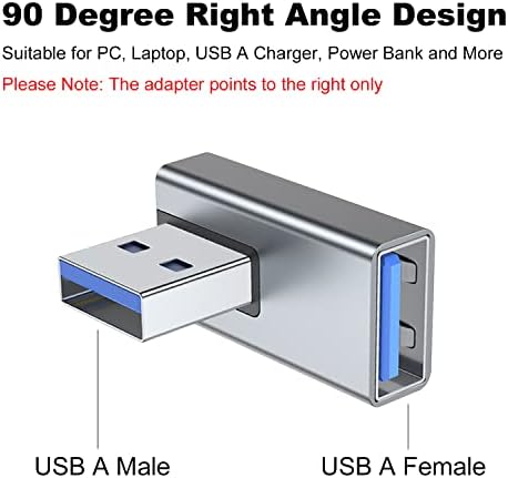 ARME 90 מעלות USB 3.0 מתאם 2 חבילה, זווית ימנית USB זכר לממיר נשי ממיר למחשב, מחשב נייד, USB מטען, בנק כוח ועוד