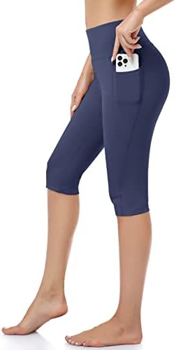נטולת שפה 7 מכנסי קפרי לנשים חותלות קאפרי במותניים גבוהות עם מכנסי יוגה אימון בכיסים