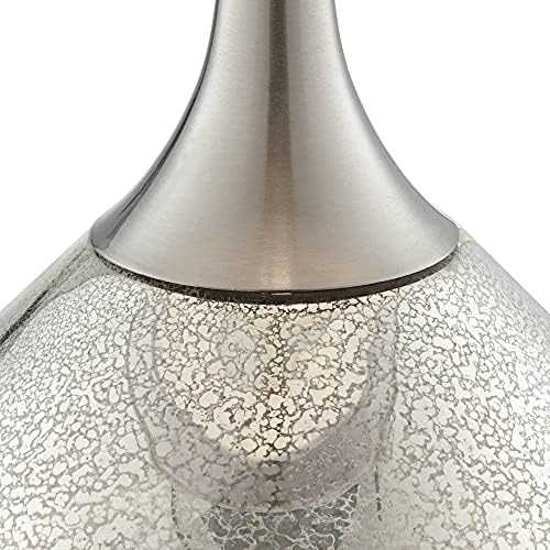 Possini Euro Design Swift LAMP TABLE TABLE 30 1/2 גבוה עם שיש לבן עגול RISER MERCURY זכוכית כרום גוון תוף