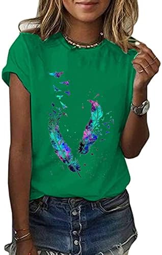 חולצות ירוקות לנשים חולצות פרפר חמודות שרוול קצר