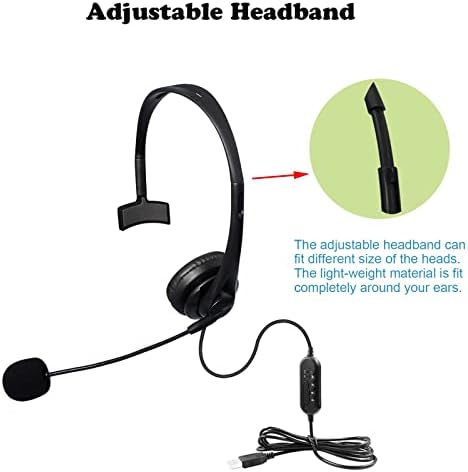 אוזניות חד -צדדיות של USB, Joso Wired אוזניות אוזניים אחת/אוזניות צ'אט מקוונות עם בקרות מיקרופון ושמע מבטלות