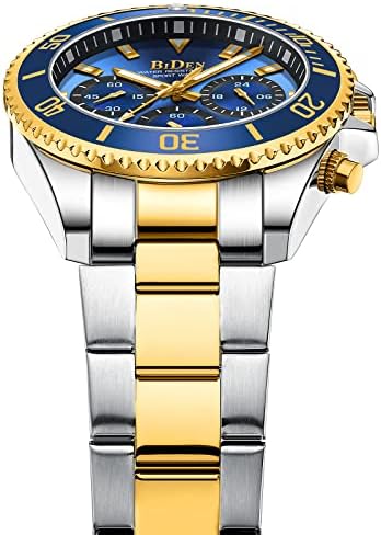 ביידן גברים של שעונים הכרונוגרף נירוסטה עמיד למים תאריך אנלוגי קוורץ שעון עסקי יד שעונים לגברים