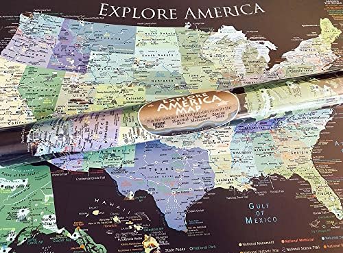 כרזת מפת הפארקים הלאומיים עם 600 + יעדי תיירות מועדפים באתר ובארצות הברית-מהדורת צפחה
