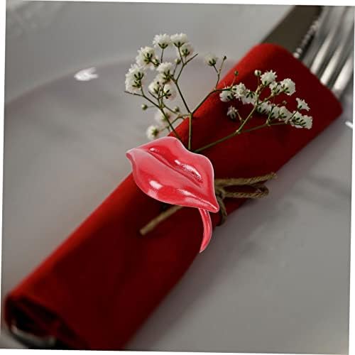 Zerodeko 2 pcs שפתיים אדומות מפיות טבעת פינת אוכל שולחן שולחן תפאורה שולחן חתונה שולחן מתכת לקצץ שולחן