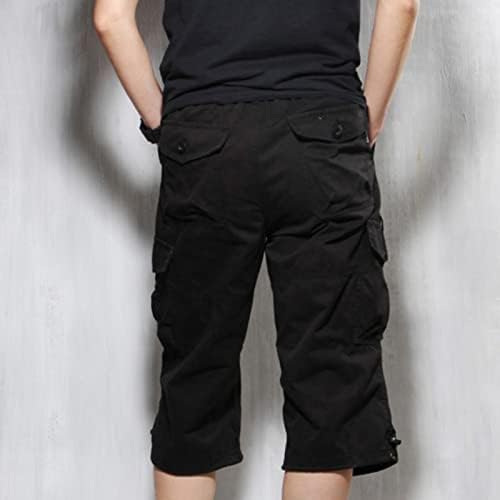 גברים של 3/4 מטען ארוך מכנסיים קצרים רופף מתאים מתחת לברך טקטי קאפרי קצר רגוע מתאים קצר מכנסיים עם כיסים