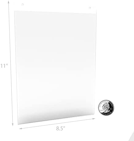 SutstureDisplays® 24PK 8.5x11 מחזיק השלט קיר קיר נקה מסגרת תמונה אקרילית מחזיק תמונה בצד יחיד, אנכי 12061-8.5x11-24pk-new-npf