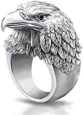 רטרו ויקינג סגסוגת נשר טבעת בציר כסף הצהרת נשר טבעת פאנק גותי אופנוען להקת אירוסין מתנת תכשיטי