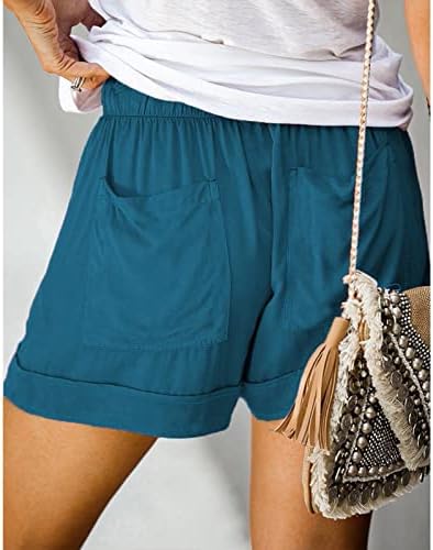 מכנסיים קצרים חמודים של נשים קיץ צבע מוצק מזדמן מכנסיים קצרים מותניים קצרים טיולים קלים אופניים נוחות