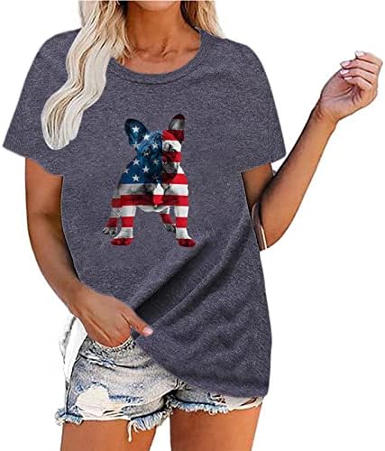 גבירותיי ארוך שרוול חולצות נשים של עצמאות יום הדפסה קצר שרוול למעלה אמריקאי דגל עצמאות יום קצר
