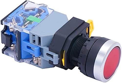 Lyvi 22mm 10a 440V 1NO 1NC מתג DPST מתג כוח לחץ על כפתור לחצן עם מתח אור ירוק LED 110V 110V