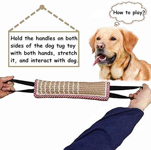 צעצוע של כלב צעצוע של כלבים אימון כרית ביס צעצוע נשיכת יוטה, מתאים למשיכת מלחמה, צעצוע עקיצות קנבוס גס עם 2 ידיות,