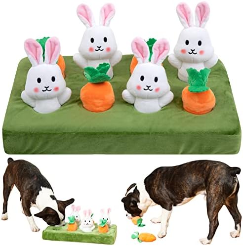 Wise Doggo Rabbit וצעצוע כלבים של גזר - צעצועי פאזל לכלבים גירוי נפשי, צעצועי העשרה לכלבים, מחצלת זבל לכלבים,