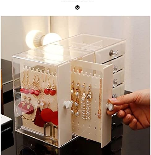 GSDNV עגיל נייד תצוגת עגיל מדף אבק אבק תכשיטים אקריליים קופסאות אחסון מגירת שולחן עבודה נשים שרשרת צמיד