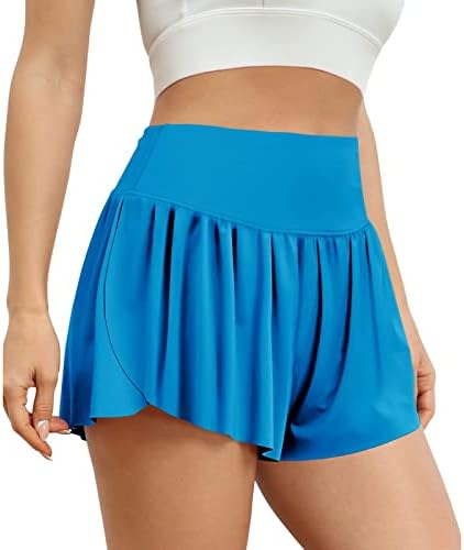 Seeintheson נשים קיץ קיץ מכנסיים קצרים מגרש נשים 2 ב 1 מכנסי ריצה זורמים קצרים אימון אתלטי מזדמן מכנסיים