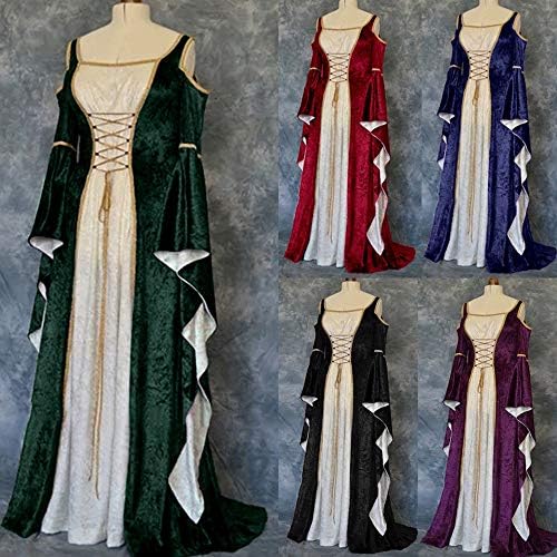 נשים של ימי הביניים שמלה, נשים גותי רטרו שמלת בציר אונליין שמלה פרחוני הדפסת כדור שמלות שמלות שמלת