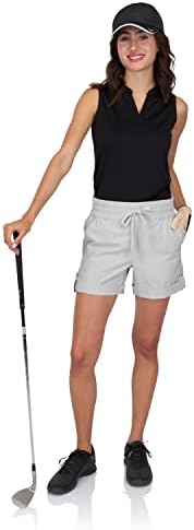 שלושה שישים ושש מכנסי גולף גולף נשים - 5 אינץ ', מכנסיים קצרים פעילים יבש מהיר עם כיסים, משיכה מתכווננת