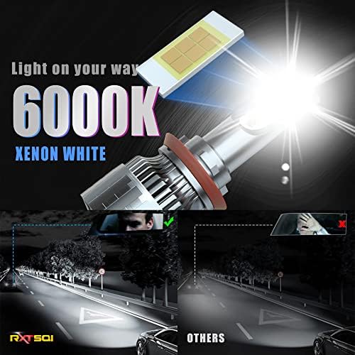RXTSQI 9005+H11 נורות פנס LED+H11 אורות ערפל מתאימים לשנים 2008-2014 שברולט סילברדו 2500, קסנון לבן 6000K 26000LM