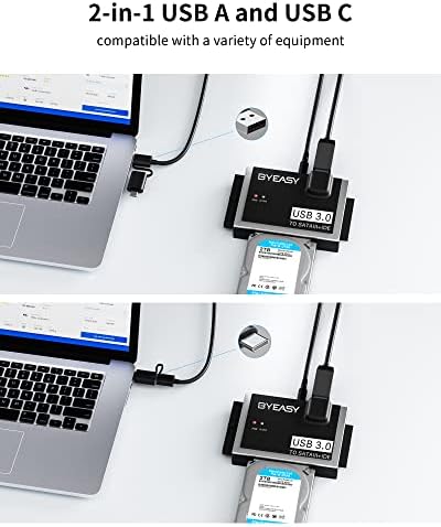 Byeasy SATA/IDE USB 3.0 מתאם, קורא כונן קשיח עם USB A ו- USB C עבור אוניברסלי 2.5 /3.5 אינץ 'חיצוני