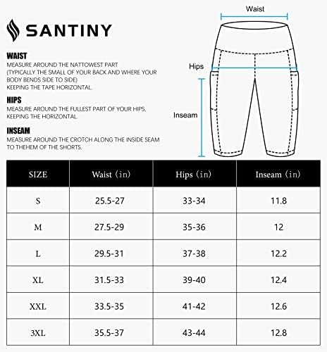 מכנסי שחייה עם מותניים גבוהים של Santiny נשים עם כיסים UPF50+ מכנסי שחייה ארוכים של לוח ארוך לנשים