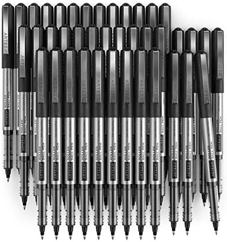 עטים של ארטזה רולרבול, חבילה של 40, 0.5 ממ עטים דיו נוזלים שחורים עט שולחני ושולחן