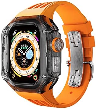 מארז ערכת Mod שקוף בולסה עבור Apple Watch 49 ממ להקת ספורט גומי לסדרת IWatch Series Ultra 8
