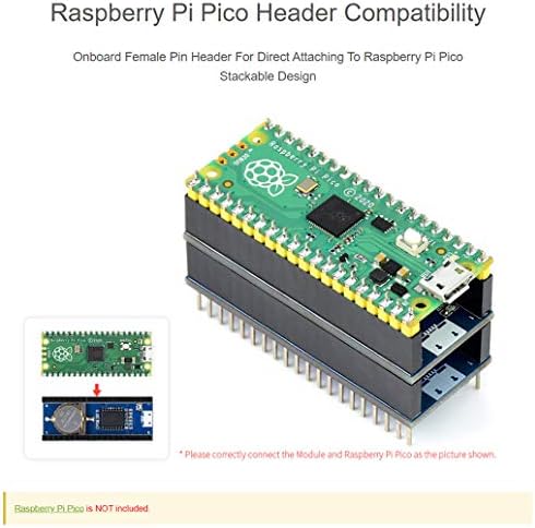 Coolwell Waveshare Precision Module RTC לסדרת Raspberry Pi Pico, Chip DS3231 עם כותרת PIN עיצוב הניתן לערימה