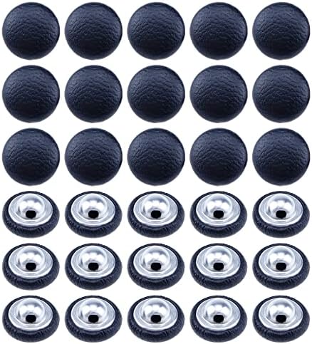 כפתורים מכוסים עור Woogim לכפתורי תפירה למלאכות קישוט ספה 30 יח 'שחור 20 ממ