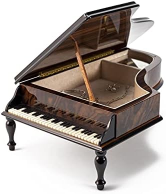 מוסיקה מעץ בעבודת יד ומוזיקת ​​שיבוץ פרחוני 36 קופסת תכשיטים לפסנתר פסנתר - Auld Lang Syne