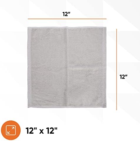 Superio Cotton Terry Washsloths מגבות אפורות בד ניקוי כותנה 12 סמרטוטים שוטפים בגדים לגוף ופנים,