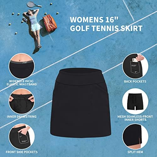 M Moteepi 16 חצאית גולף לנשים חצאית טניס עם 4 כיסים מותניים גבוהים חצאיות ספורטס.
