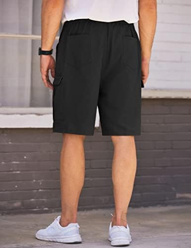 מכנסי מטען לגברים קואופנדי מותניים אלסטיים כותנה כותנה כותנה מזדמנת מכנסיים קצרים משקל קלים עם ריבוי כיסים