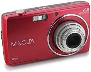 מצלמה דיגיטלית של מינולטה 20 מגה פיקסלים, זום אופטי פי 5 ווידאו עם 2.7 אינץ', אדום