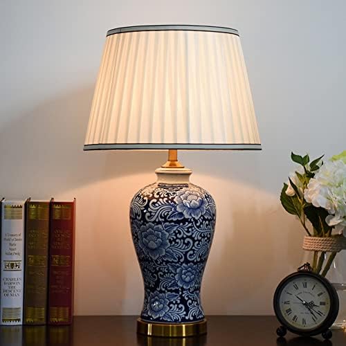 יד מצוירת קרמיקה שולחן מנורת סלון חדר שינה מנורה שליד המיטה סיני כחול ולבן שולחן מנורת ג ' ינג ' ר צנצנת מנורות