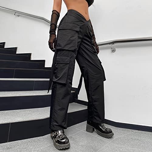 מיאשוי חמוד קומפי מכנסיים 2023 מכנסיים מטען אישה בכושר רגוע בבאגי בגדים שחור מכנסיים גבוהה מותן רוכסן